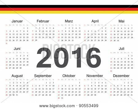 Vector German Circle Calendar 2016