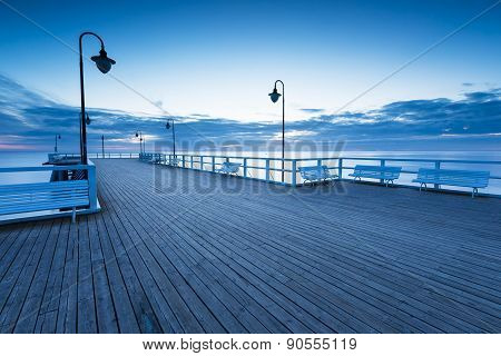 Beautiful Morning Seascape With Wooden Pier