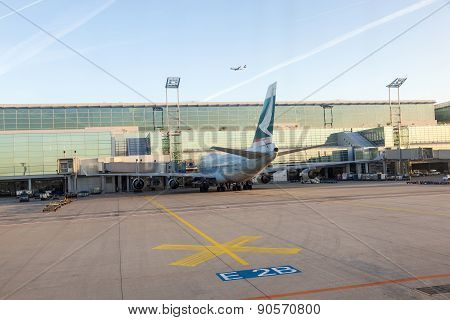 Cathay Aircraft Standing At Terminal 2