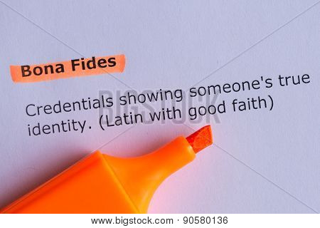 Bona Fides