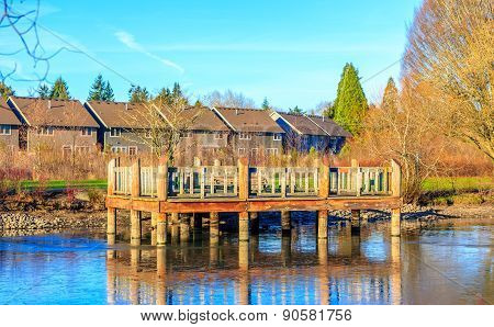 Wooden Deck By The Lake