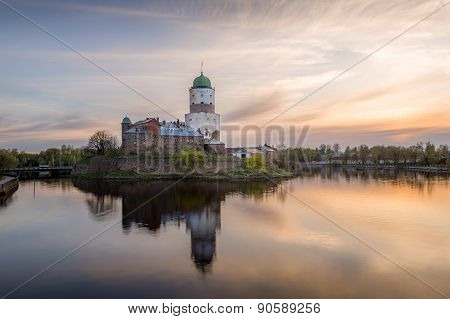 Viborg Medieval castle at sunset