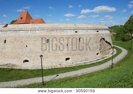 Exterior of the Barbacan bastion of the old town of Vilnius Lithuania.