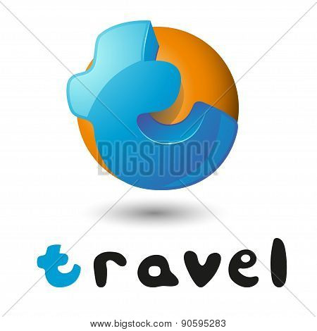 Travel Hand Lettering letter t logo. Typographic Print Poster.