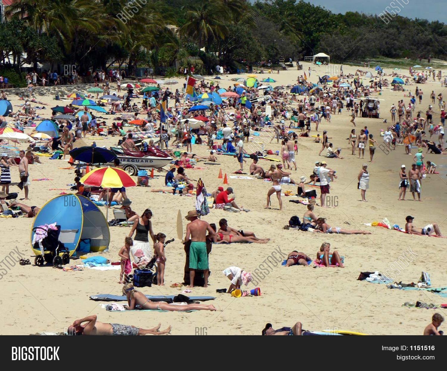 Crowded Beach Scene Image & Photo Bigstock