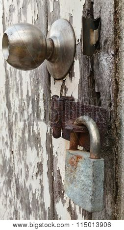Wooden Door And Key Very Old