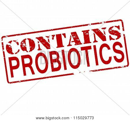 Rubber stamp with text contains probiotics inside vector illustration