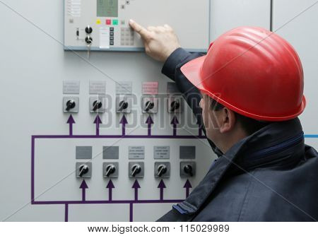Electrician Give Command In Power Plant Control Center