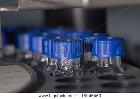 Sample Vials In Line Waiting For Analysis