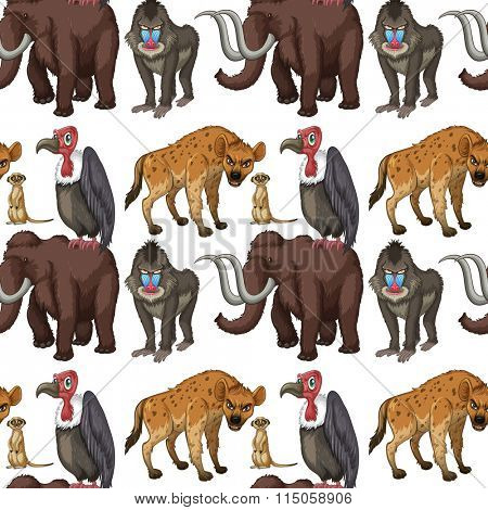 Seamless many type of wild animals  illustration