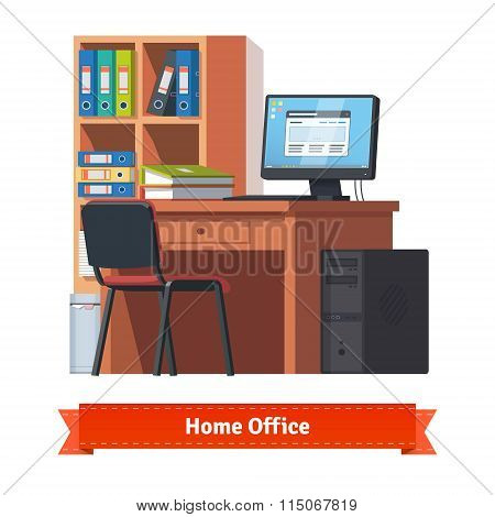 Comfortable home workplace with desktop