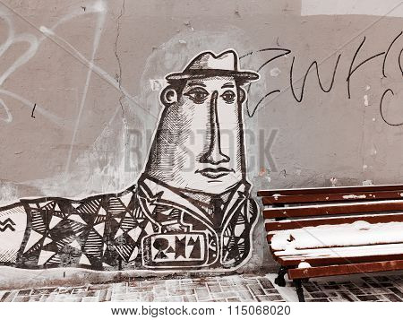 Moscow - 4 January, 2016: Beautiful Street Art Of Graffiti. Abstract Color Creative Drawing Fashion