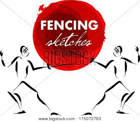 Vector hand drawn fencer sketch