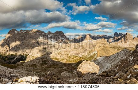 Scenic view of Italian Dolomites on cloudy autumn day