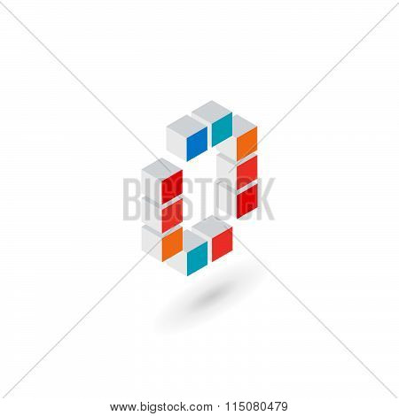 3D Cube Letter O Number 0 Logo Icon Design Template Elements
