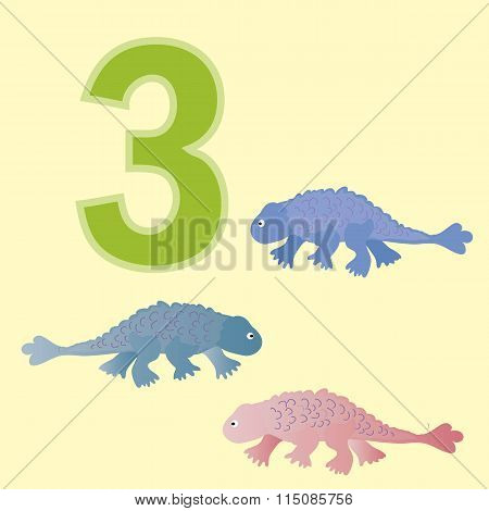 Number Three. Three Dinosaur (ankylosaur ).