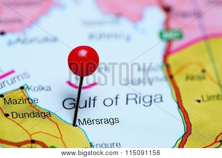 Mersrags pinned on a map of Latvia