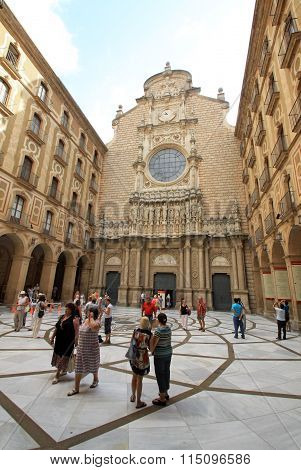Montserrat, Spain - August 28, 2012: Inner Courtyard Of The Church In Benedictine Abbey Santa Maria