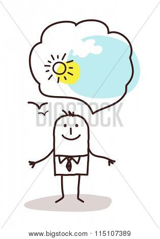 very optimistic cartoon man