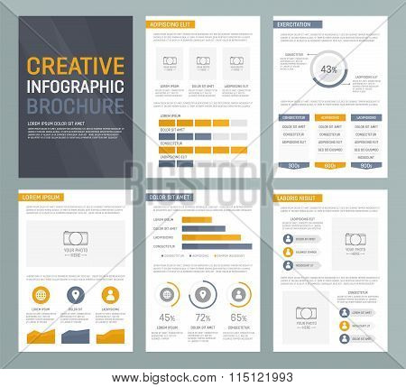 Vector template for multipurpose presentation slides with graphs and charts. Infographic elements, c