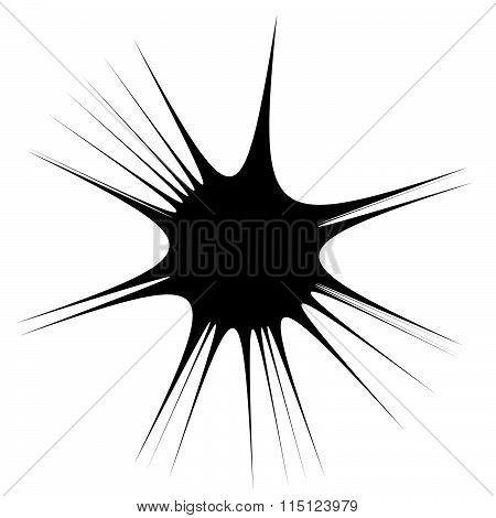 Abstract Spiky, Pointed Shape. Monochrome Vector Graphics.