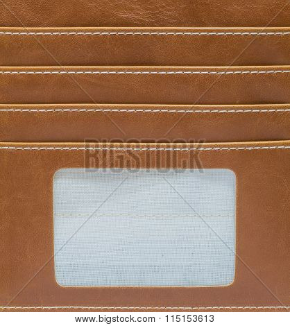 Closeup Inside Of Wallet Made From Artificial Leather Background