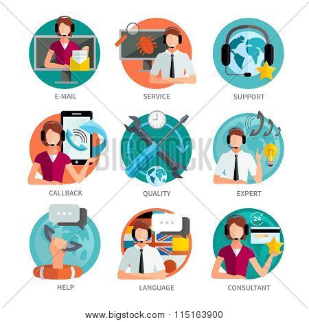 Customer Support Design Emblems Set