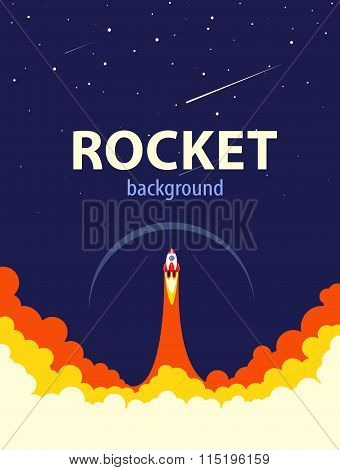 Space rocket launch. Vector illustration