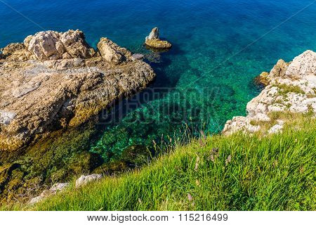 Rocky Seashore Taken From Above - Rovinj,croatia