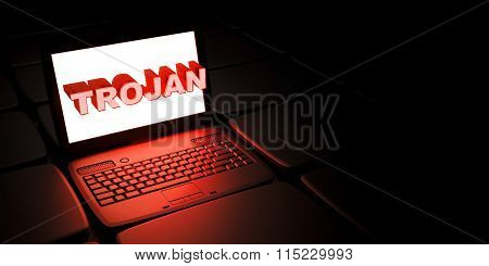 Trojan or trojan horse - background with laptop
