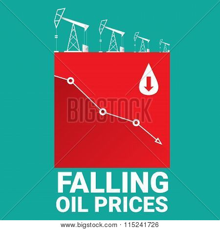 Oil price falling down graph illustration. vector