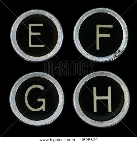 Vieilles machine à écrire E F G H touches