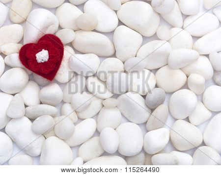 Concept of love, hearts on the white stones