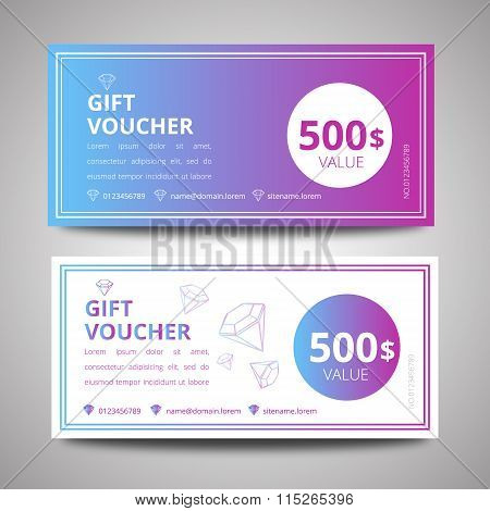 Vector Illustration, Colorful Gift Voucher Template, Gift Voucher Certificate Coupon Design Template