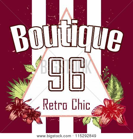 Flowers boutique triangle print and slogan