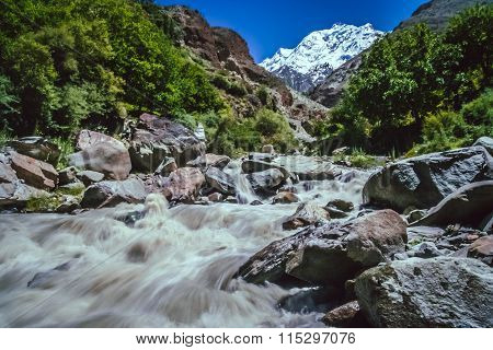 Mountain river and Rakaposhi