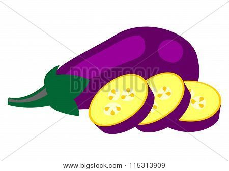 Vector Illustration Of Eggplant, Isolated Over Transparent Background. Series Of Food And Drink And
