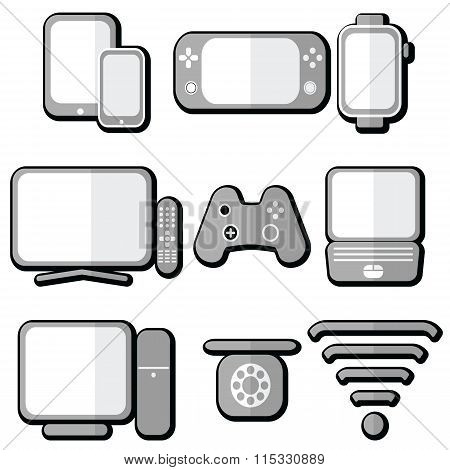 Technology Icons 2  With Shadow