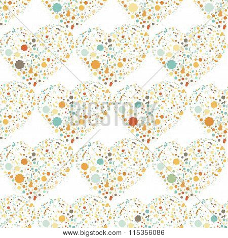 Splatter hearts seamless surface pattern
