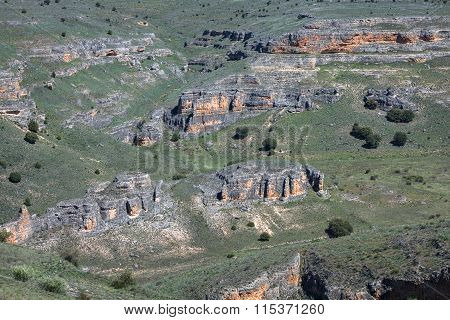 Duraton Canyon And Sepulveda. Segovia. Castilla Leon. Spain. Europe.