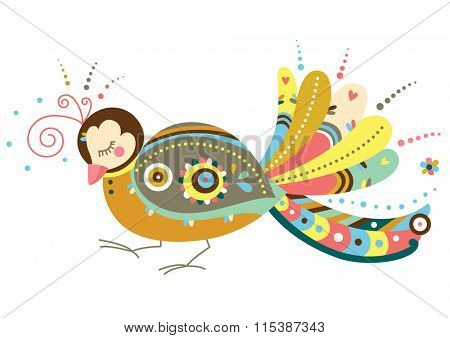 Decorative bird in contemporary style.