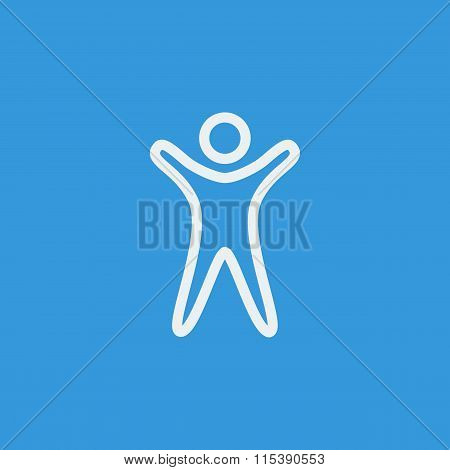Outline Man Icon On Blue Background