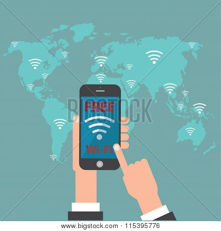 free wifi with world map