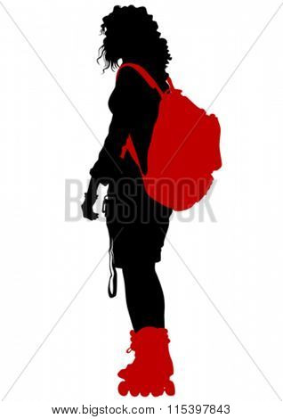 Silhouette athletes of skates on white background