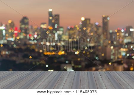 Abstract blurred bokeh lights background city downtown