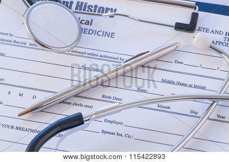 Doctors essentials are lying on the table.