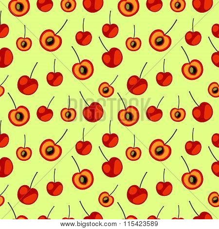 Seamless vector pattern bright fruits chaotic background with avocado whole and half over light back