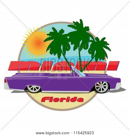 Miami florida car cadillac cabriolet  violet