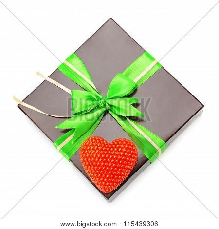 Gift Wrap And Heart Isolated On White Background