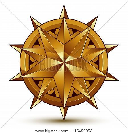 Wonderful Vector Template With Golden Star Symbol, Best For Use In Web And Graphic Design. Heraldic